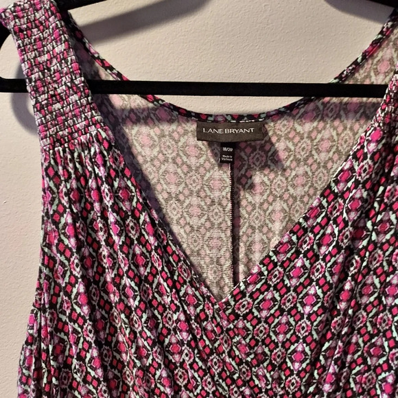 Lane Bryant Multicolored Design Sleeveless Faux Wrap Top Dress in Size 18/20 - Picture 3 of 10